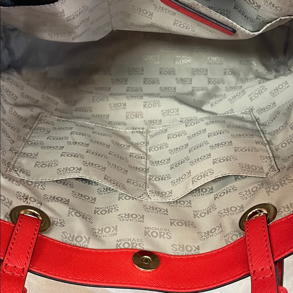 Michael Kors Vibrant cherry Red Tote gold hardware large purse - Picture 13 of 17